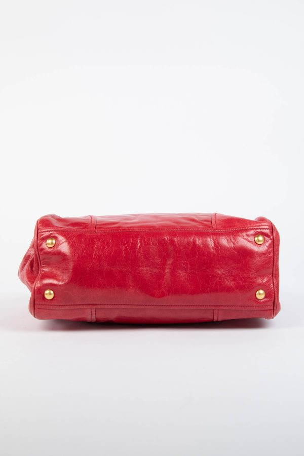 2000s Miu Miu Red Leather Tote Bag