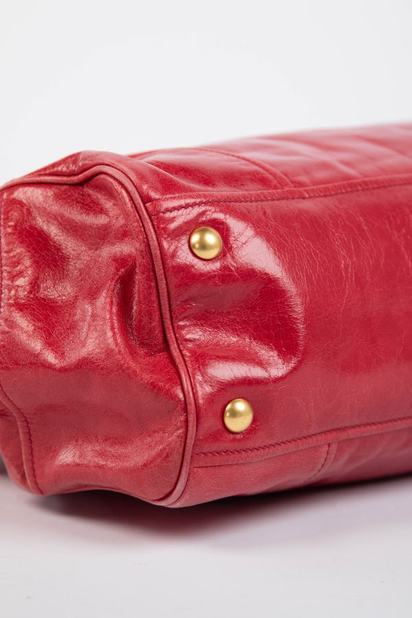 2000s Miu Miu Red Leather Tote Bag