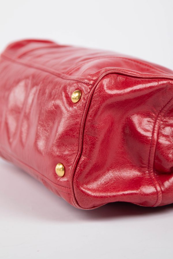 2000s Miu Miu Red Leather Tote Bag