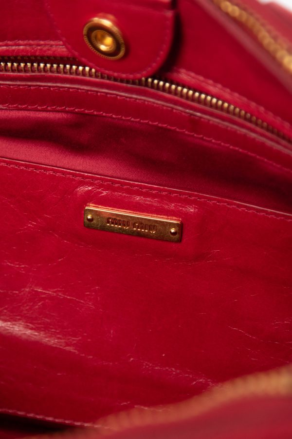 2000s Miu Miu Red Leather Tote Bag