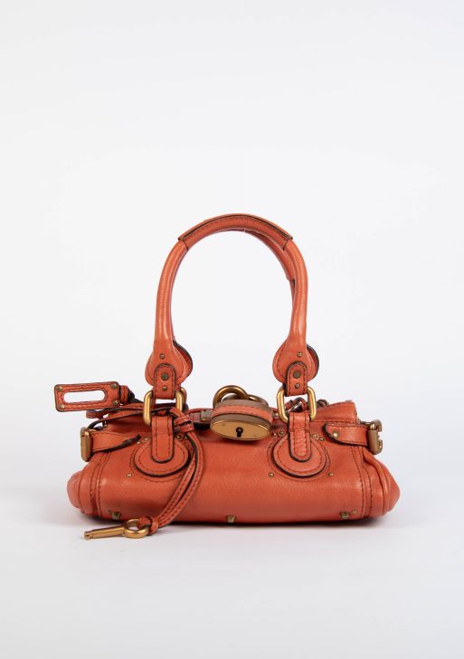 2000s Chloe Burnt Orange Leather Paddington Small Shoulder Bag