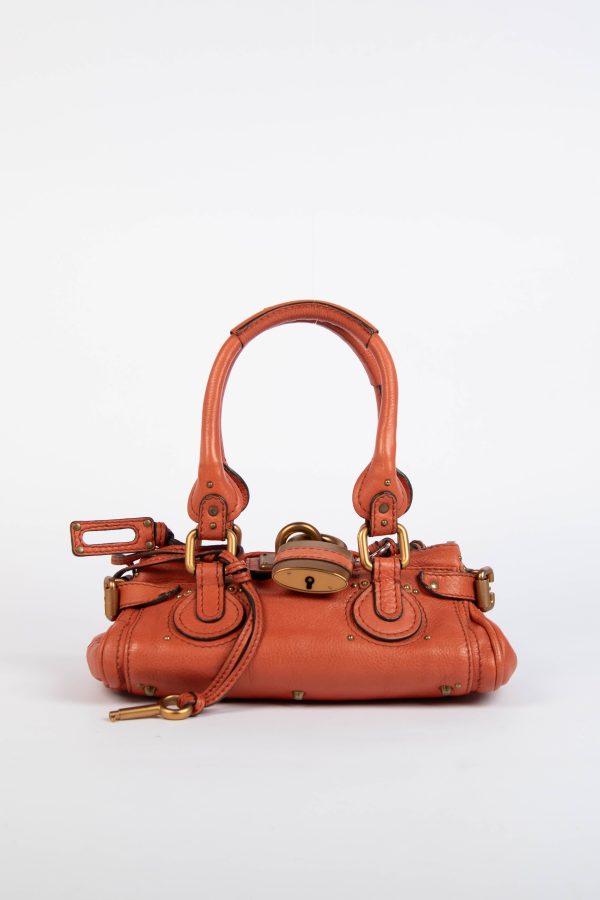 2000s Chloe Burnt Orange Leather Paddington Small Shoulder Bag