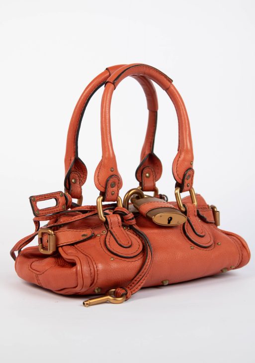 2000s Chloe Burnt Orange Leather Paddington Small Shoulder Bag
