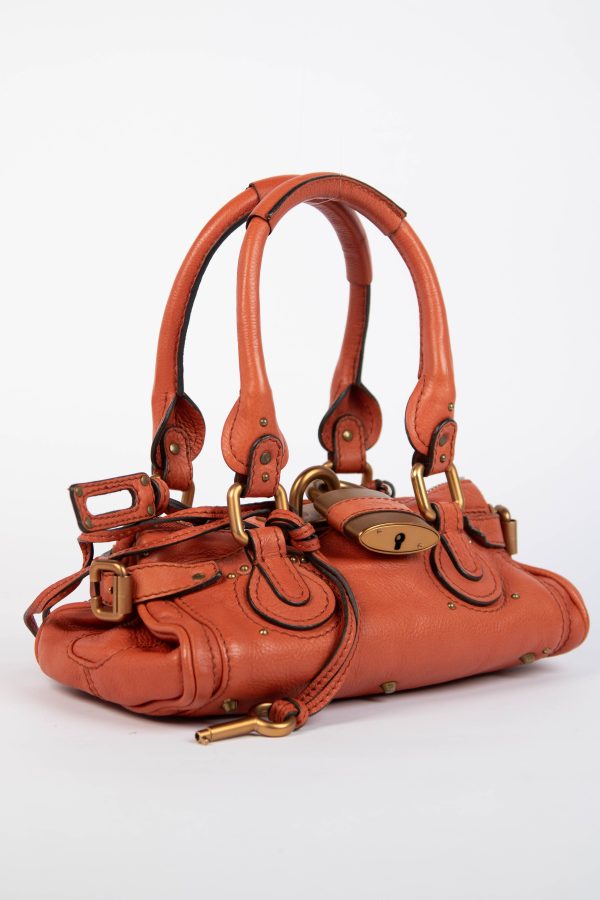 2000s Chloe Burnt Orange Leather Paddington Small Shoulder Bag