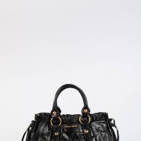 2000s Miu Miu Black Vitello Shoulder Bag