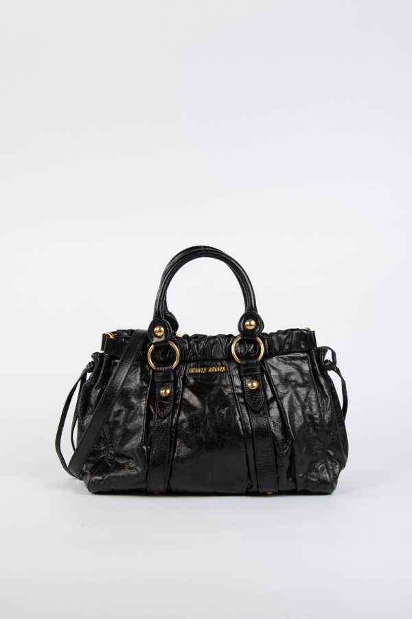 2000s Miu Miu Black Vitello Shoulder Bag