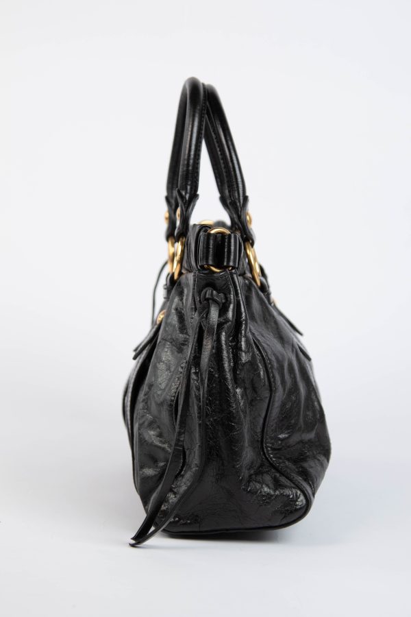 2000s Miu Miu Black Vitello Shoulder Bag