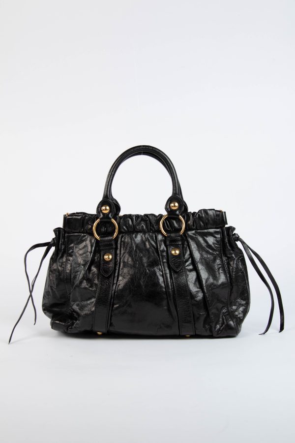 2000s Miu Miu Black Vitello Shoulder Bag