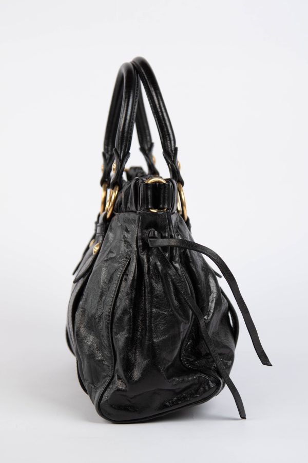 2000s Miu Miu Black Vitello Shoulder Bag