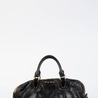 2000s Miu Miu Black Leather Shoulder Bag