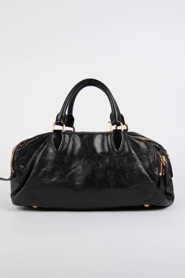 2000s Miu Miu Black Leather Shoulder Bag