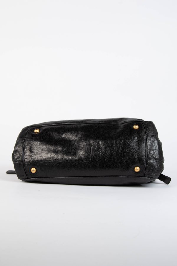 2000s Miu Miu Black Leather Shoulder Bag