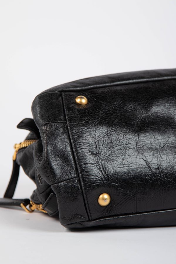 2000s Miu Miu Black Leather Shoulder Bag