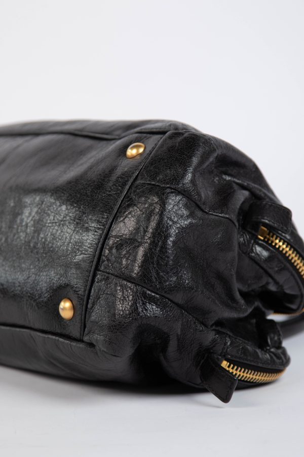 2000s Miu Miu Black Leather Shoulder Bag