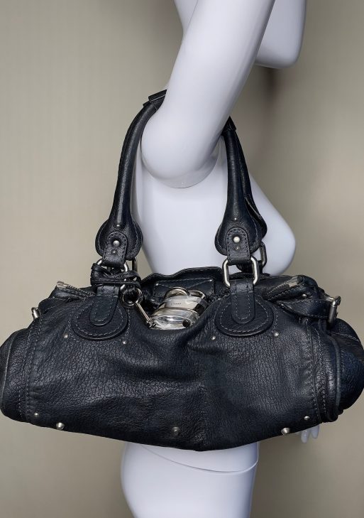 CHLOÉ 2008 lambskin paddington with lucite x metal padlock