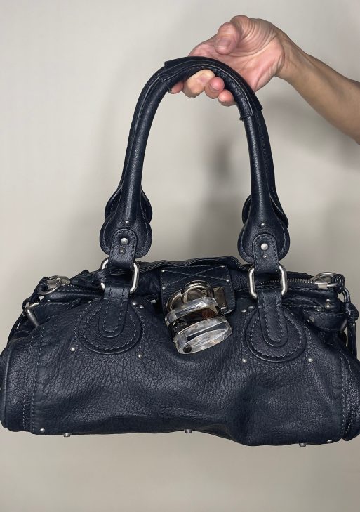 CHLOÉ 2008 lambskin paddington with lucite x metal padlock