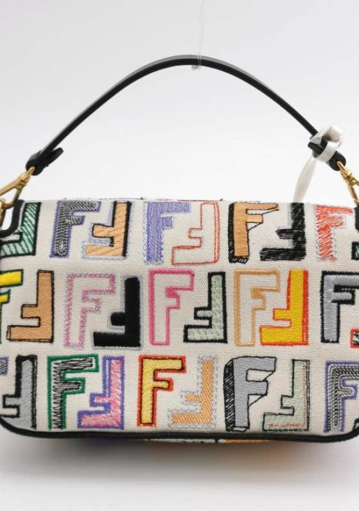 Authentic Fendi Baguette Mini Multicolor FF Zucca Canvas Crossbody Bag Pre-owned