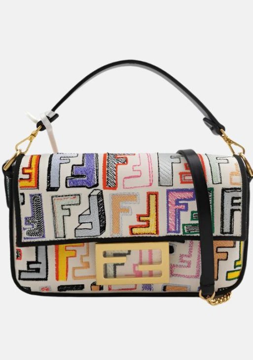 Authentic Fendi Baguette Mini Multicolor FF Zucca Canvas Crossbody Bag Pre-owned