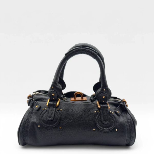 Chloe handbag Paddington gold hardware in black leather - Image 3