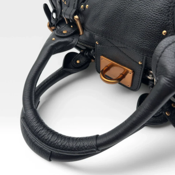 Chloe handbag Paddington gold hardware in black leather - Image 11
