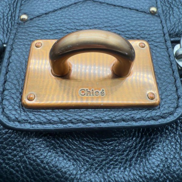 Chloe handbag Paddington gold hardware in black leather - Image 12