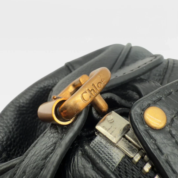 Chloe handbag Paddington gold hardware in black leather - Image 15