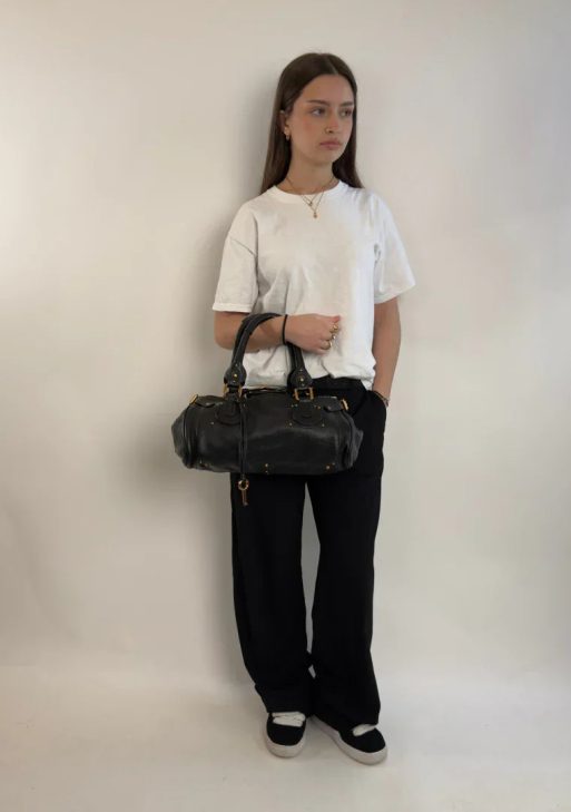 Chloe handbag Paddington gold hardware in black leather