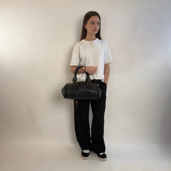 Chloe handbag Paddington gold hardware in black leather - Image 1