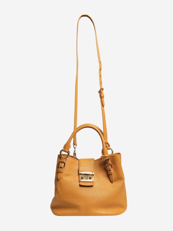 Mustard leather 2way bag