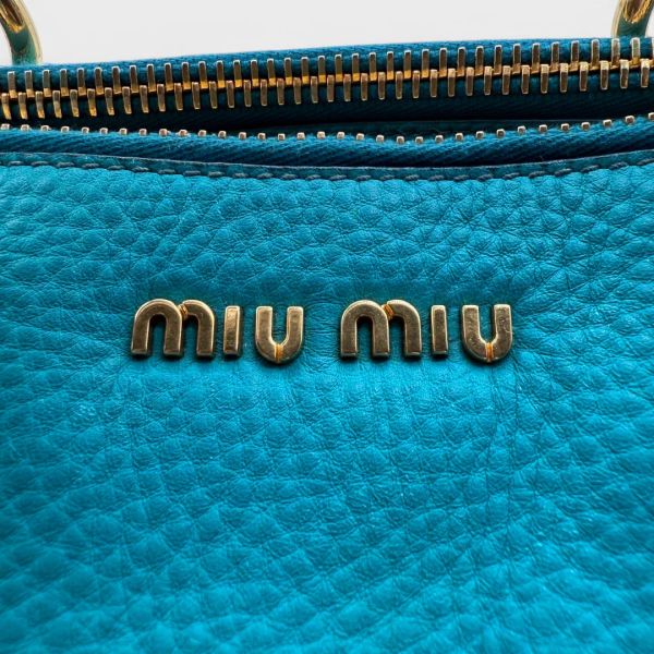 Miu Miu Madras handbag turquoise - Image 12