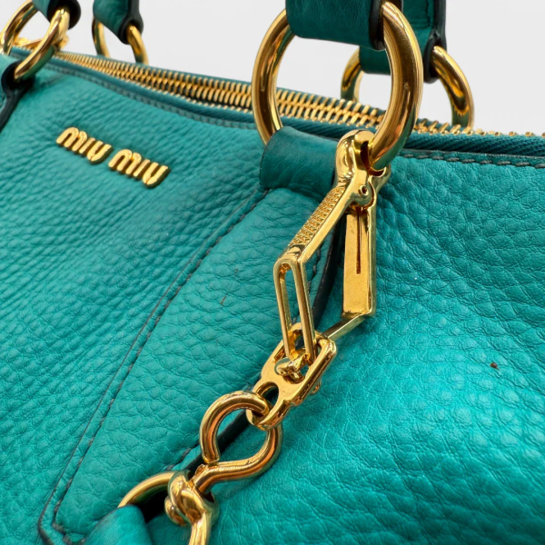 Miu Miu Madras handbag turquoise - Image 13