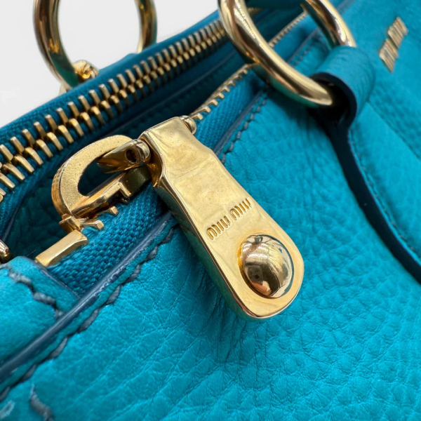 Miu Miu Madras handbag turquoise - Image 14