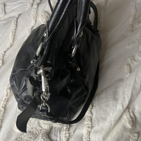 Authentic Miu Miu Vitello Lux Bow Mini Bag – Black - Image 2