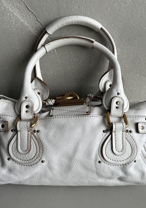 Iconic Chloe Paddington Bag in white leather