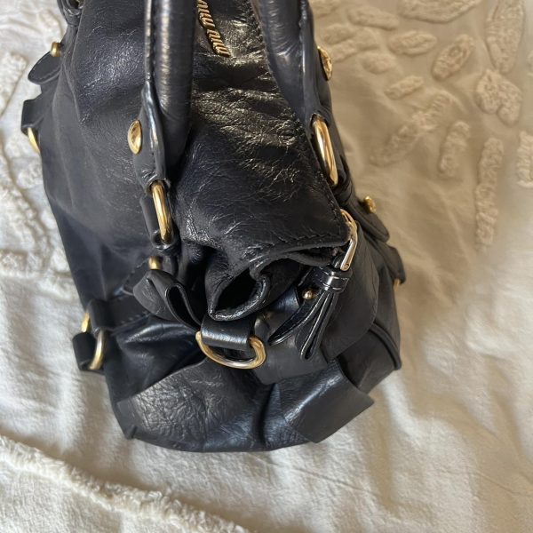 Authentic Miu Miu Vitello Lux Bow Mini Bag – Black - Image 3
