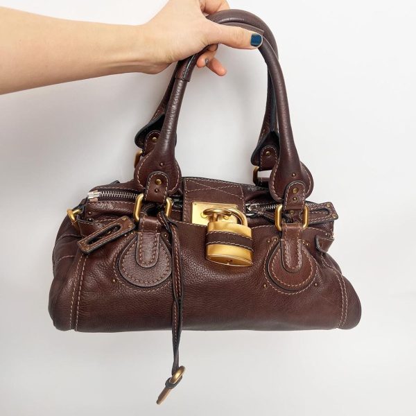 Authentic Vintage 90s Chloe Paddington Bag – Dark Reddish Brown Leather - Image 1