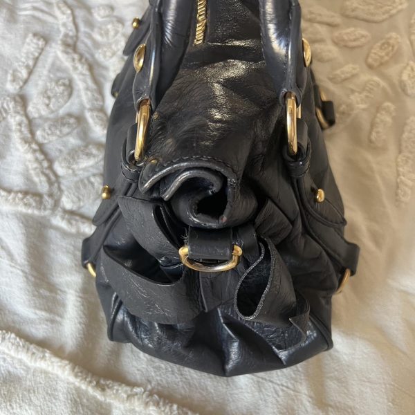 Authentic Miu Miu Vitello Lux Bow Mini Bag – Black - Image 2