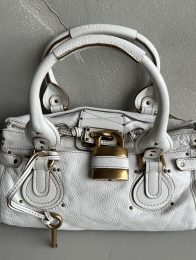 Iconic Chloe Paddington Bag in white leather