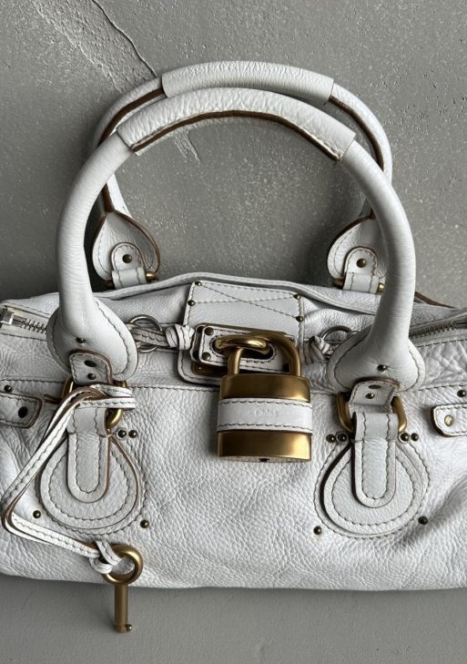 Iconic Chloe Paddington Bag in white leather