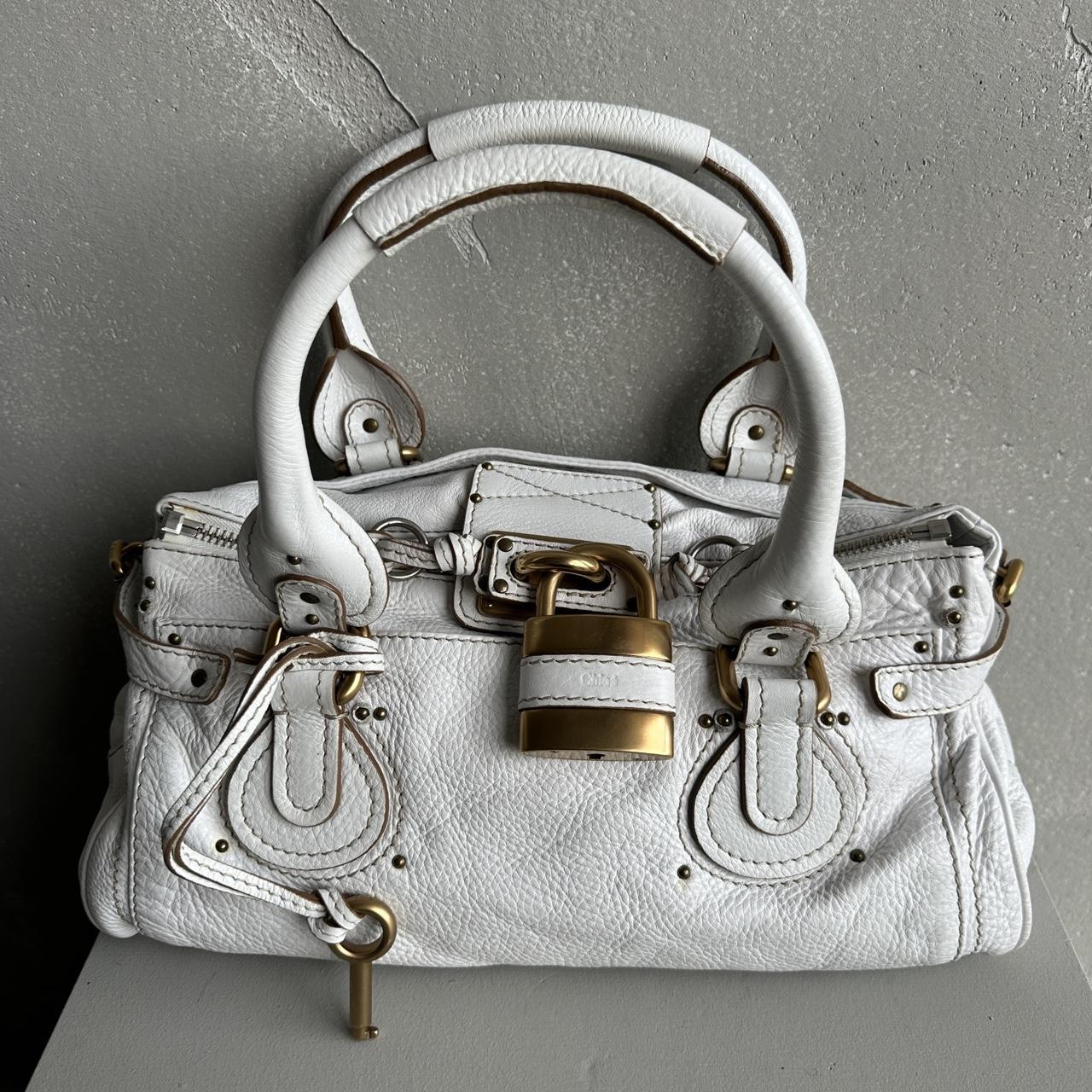 Iconic Chloe Paddington Bag in white leather