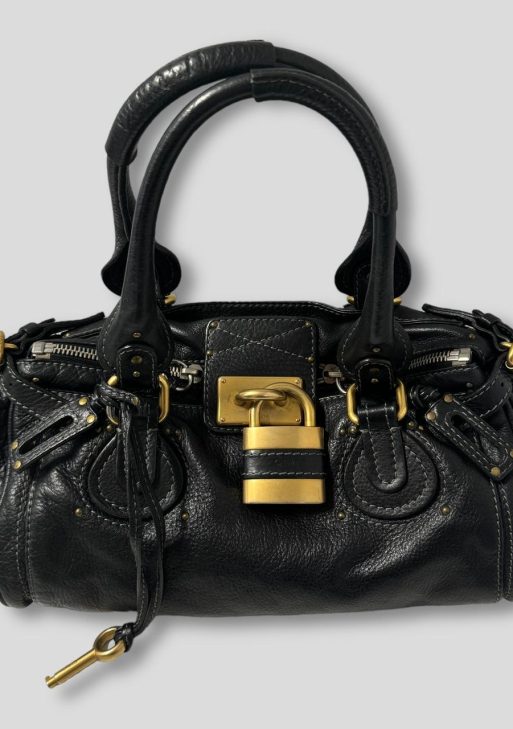 Chloe Paddington Bag  Black Leather With Gold Lock Hardware