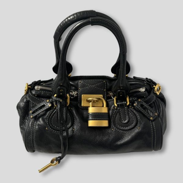 Chloe Paddington Bag  Black Leather With Gold Lock Hardware