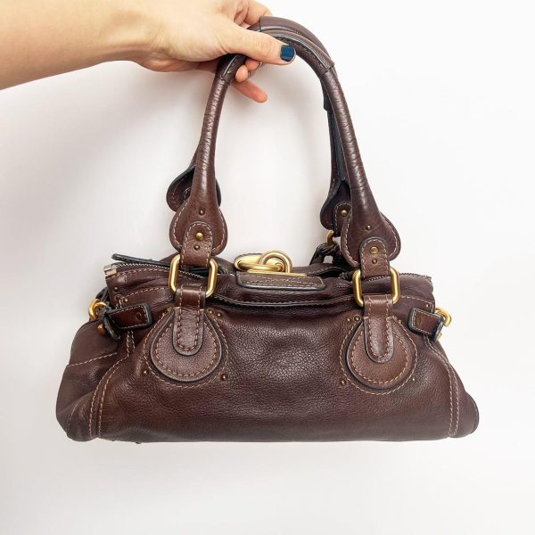 Authentic Vintage 90s Chloe Paddington Bag – Dark Reddish Brown Leather - Image 2