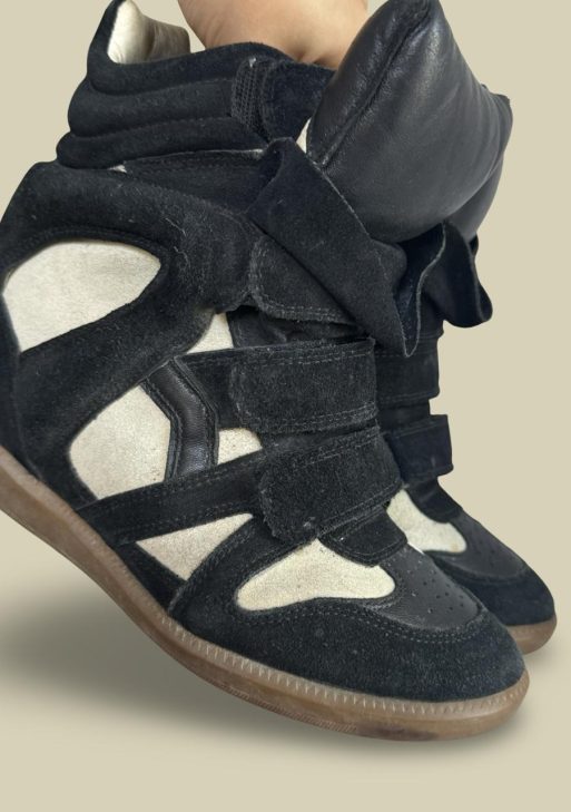 Isabel Marant Bekett Wedge Sneakers – Black & Cream ¦ Best Deal