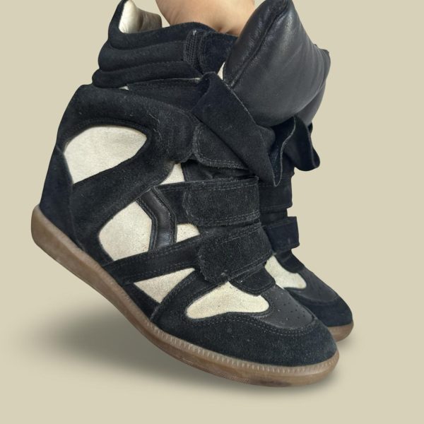 Isabel Marant Bekett Wedge Sneakers – Black & Cream ¦ Best Deal