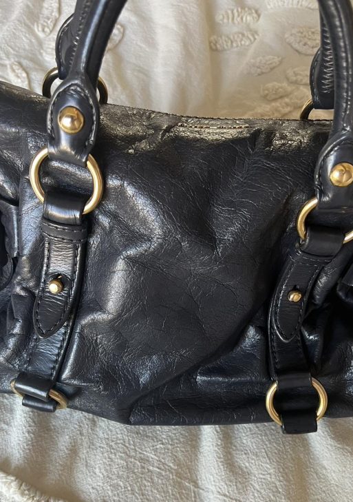 Authentic Miu Miu Vitello Lux Bow Mini Bag – Black