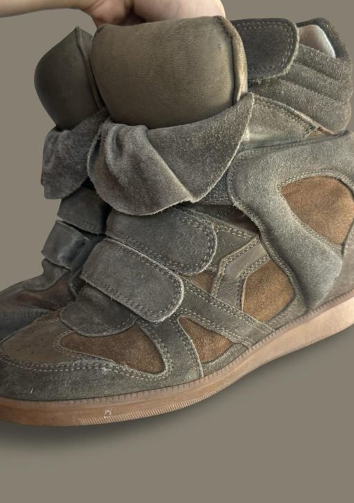 Authentic Isabel Marant Bekett Wedge Sneakers – Khaki Taupe Suede ¦ Best Deal