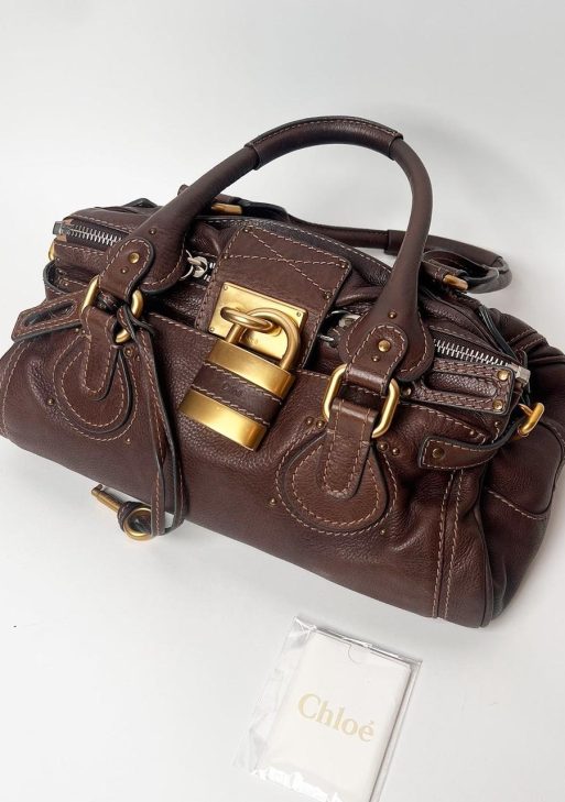 Authentic Vintage 90s Chloe Paddington Bag – Dark Reddish Brown Leather
