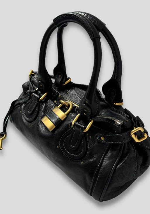 Chloe Paddington Bag  Black Leather With Gold Lock Hardware