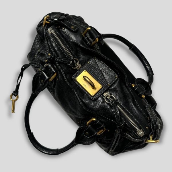 Chloe Paddington Bag  Black Leather With Gold Lock Hardware - Image 3